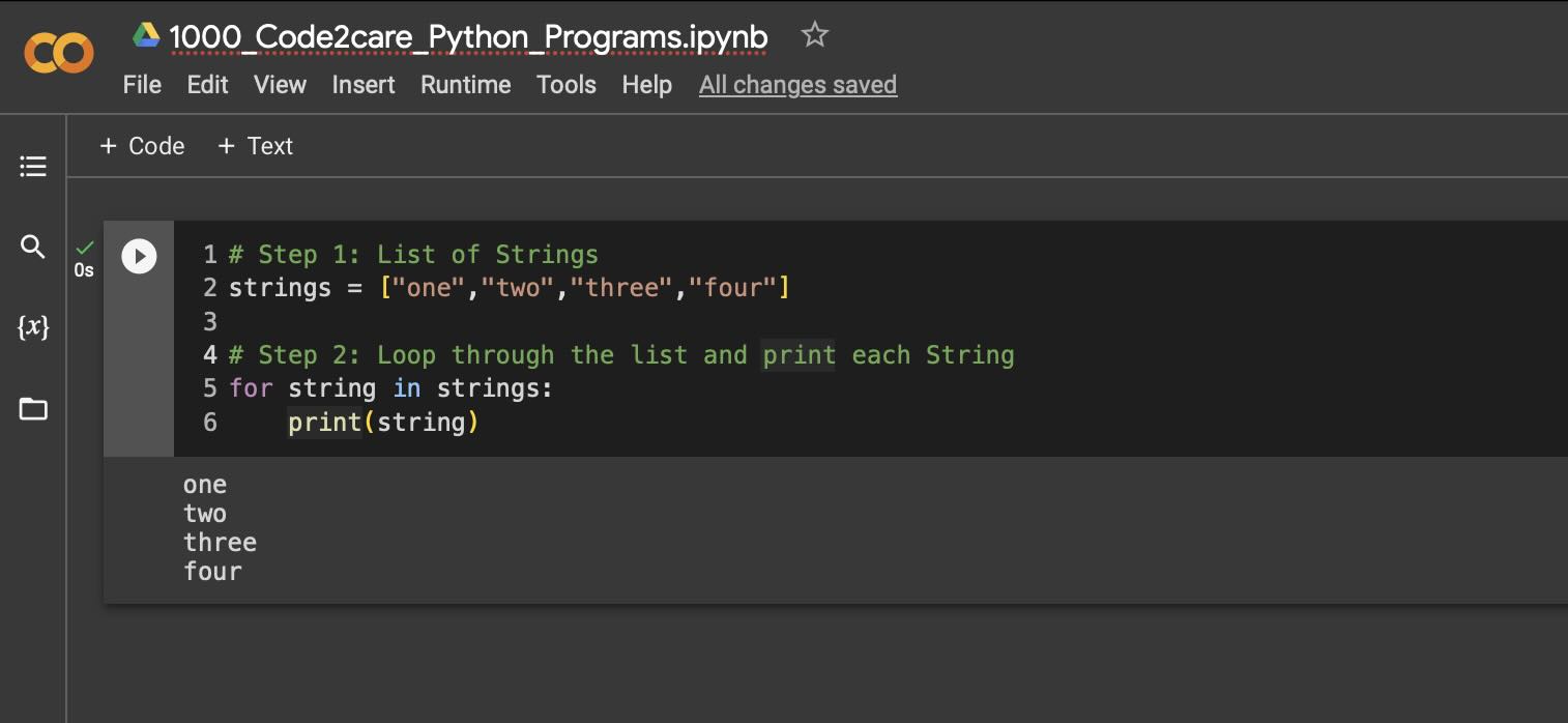 Python Notebook - List Strings
